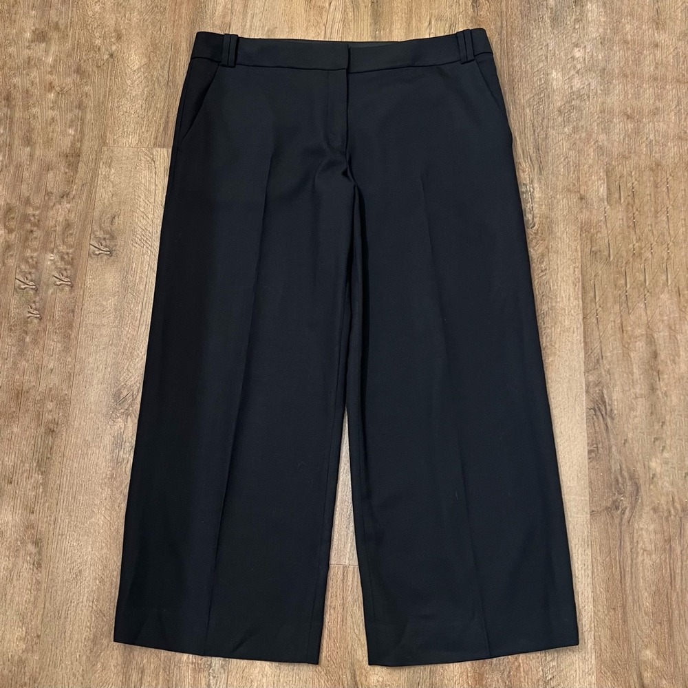 Tory Burch Black Wool Blend Wide Leg Trousers Pants Size 12